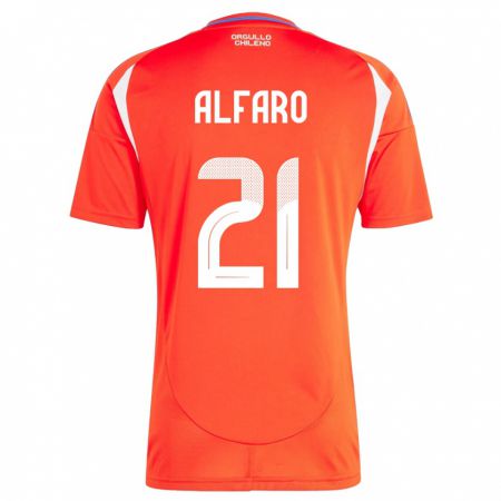 Kandiny Kinder Chile Julián Alfaro #21 Rot Heimtrikot Trikot 24-26 T-Shirt