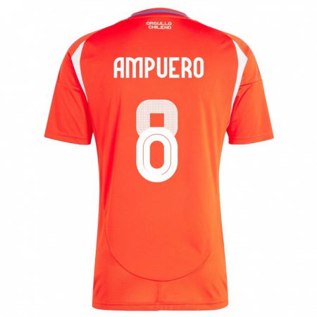 Kandiny Kinder Chile Benjamín Ampuero #8 Rot Heimtrikot Trikot 24-26 T-Shirt