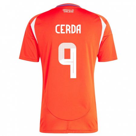 Kandiny Kinder Chile Axel Cerda #9 Rot Heimtrikot Trikot 24-26 T-Shirt