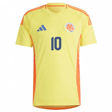 Kandiny Kinder Kolumbien James Rodríguez #10 Gelb Heimtrikot Trikot 24-26 T-Shirt