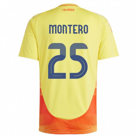 Kandiny Kinder Kolumbien Álvaro Montero #25 Gelb Heimtrikot Trikot 24-26 T-Shirt