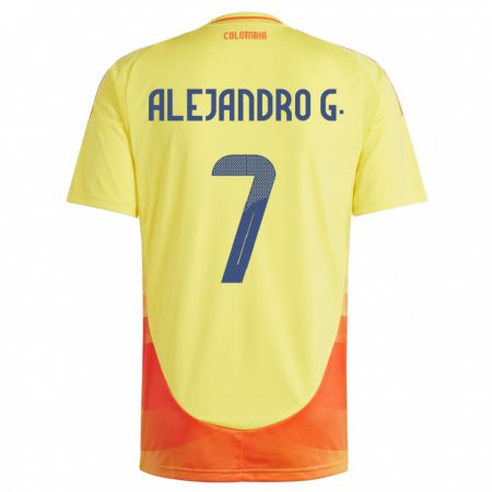 Kandiny Kinder Kolumbien Alejandro García #7 Gelb Heimtrikot Trikot 24-26 T-Shirt