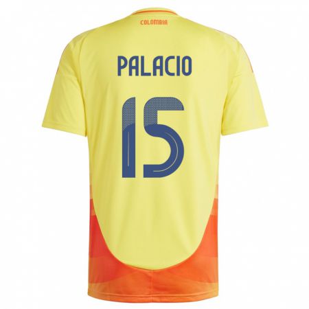 Kandiny Kinder Kolumbien Nelson Palacio #15 Gelb Heimtrikot Trikot 24-26 T-Shirt