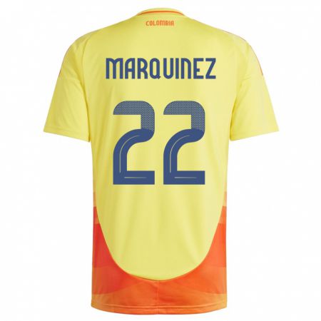 Kandiny Kinder Kolumbien Luis Marquinez #22 Gelb Heimtrikot Trikot 24-26 T-Shirt