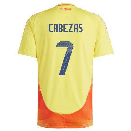 Kandiny Kinder Kolumbien Jorge Cabezas #7 Gelb Heimtrikot Trikot 24-26 T-Shirt