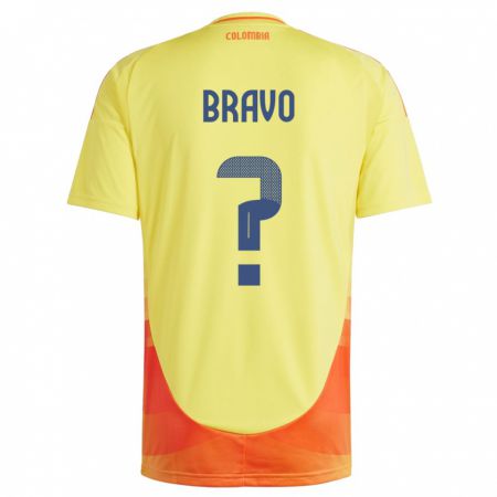 Kandiny Kinder Kolumbien Pedro Bravo #0 Gelb Heimtrikot Trikot 24-26 T-Shirt