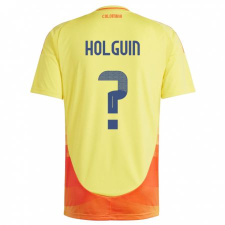 Kandiny Kinder Kolumbien Juan Holguín #0 Gelb Heimtrikot Trikot 24-26 T-Shirt