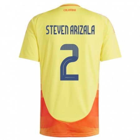 Kandiny Kinder Kolumbien Elver Steven Arizala #2 Gelb Heimtrikot Trikot 24-26 T-Shirt