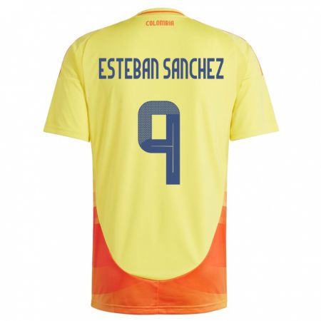 Kandiny Kinder Kolumbien Juan Esteban Sánchez #9 Gelb Heimtrikot Trikot 24-26 T-Shirt