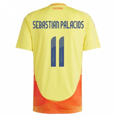 Kandiny Kinder Kolumbien Juan Sebastián Palacios #11 Gelb Heimtrikot Trikot 24-26 T-Shirt