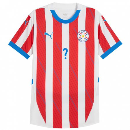 Kandiny Kinder Paraguay Ihren Namen #0 Weiß Rot Heimtrikot Trikot 24-26 T-Shirt