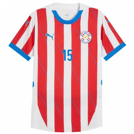 Kandiny Kinder Paraguay Fanny Godoy #15 Weiß Rot Heimtrikot Trikot 24-26 T-Shirt