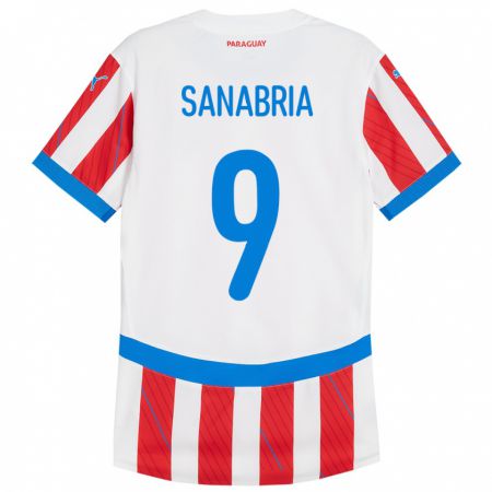 Kandiny Kinder Paraguay Antonio Sanabria #9 Weiß Rot Heimtrikot Trikot 24-26 T-Shirt