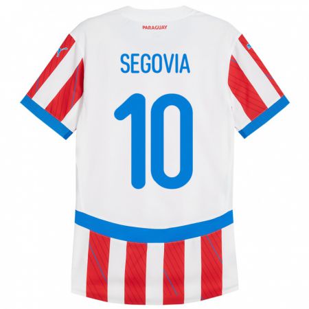 Kandiny Kinder Paraguay Matías Segovia #10 Weiß Rot Heimtrikot Trikot 24-26 T-Shirt