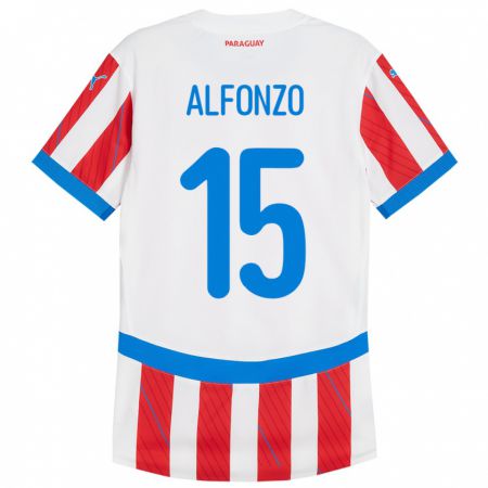 Kandiny Kinder Paraguay Axel Alfonzo #15 Weiß Rot Heimtrikot Trikot 24-26 T-Shirt