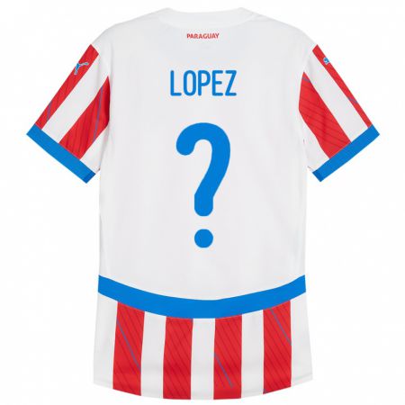 Kandiny Kinder Paraguay Rodrigo López #0 Weiß Rot Heimtrikot Trikot 24-26 T-Shirt