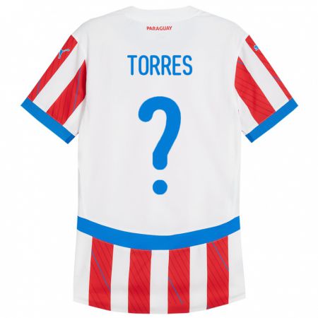 Kandiny Kinder Paraguay Diego Torres #0 Weiß Rot Heimtrikot Trikot 24-26 T-Shirt