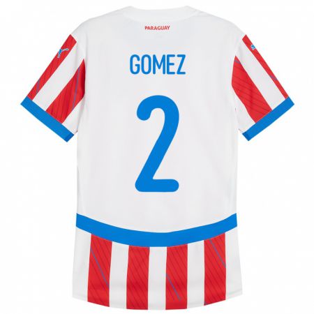 Kandiny Kinder Paraguay Rodrigo Gómez #2 Weiß Rot Heimtrikot Trikot 24-26 T-Shirt