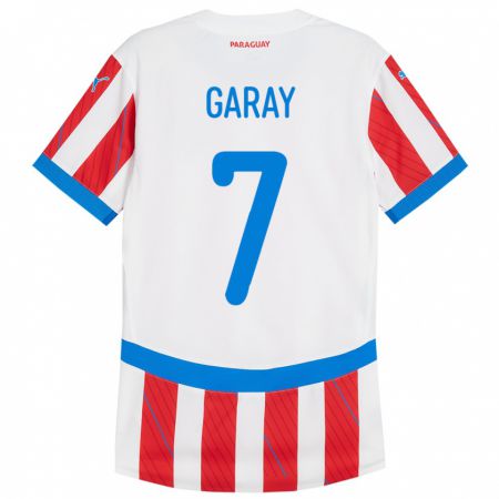 Kandiny Kinder Paraguay Griselda Garay #7 Weiß Rot Heimtrikot Trikot 24-26 T-Shirt