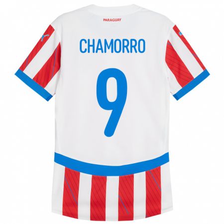 Kandiny Kinder Paraguay Lice Chamorro #9 Weiß Rot Heimtrikot Trikot 24-26 T-Shirt