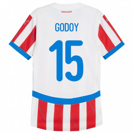 Kandiny Kinder Paraguay Fanny Godoy #15 Weiß Rot Heimtrikot Trikot 24-26 T-Shirt