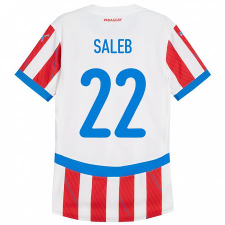 Kandiny Kinder Paraguay Gloria Saleb #22 Weiß Rot Heimtrikot Trikot 24-26 T-Shirt