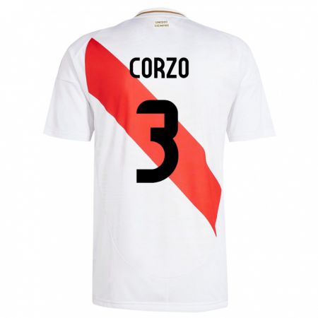 Kandiny Kinder Peru Aldo Corzo #3 Weiß Heimtrikot Trikot 24-26 T-Shirt