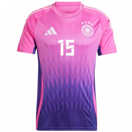 Kandiny Kinder Deutschland Yann Aurel Bisseck #15 Pink Lila Auswärtstrikot Trikot 24-26 T-Shirt