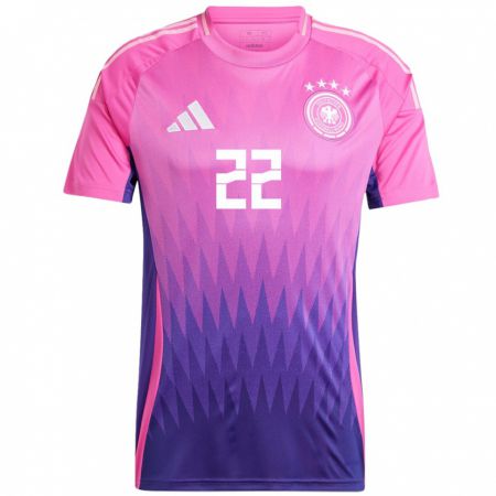 Kandiny Kinder Deutschland Luca Netz #22 Pink Lila Auswärtstrikot Trikot 24-26 T-Shirt