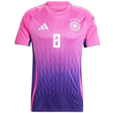 Kandiny Kinder Deutschland Leon Goretzka #8 Pink Lila Auswärtstrikot Trikot 24-26 T-Shirt