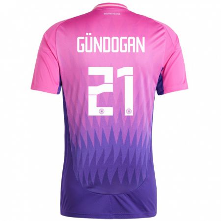 Kandiny Kinder Deutschland Ilkay Gundogan #21 Pink Lila Auswärtstrikot Trikot 24-26 T-Shirt