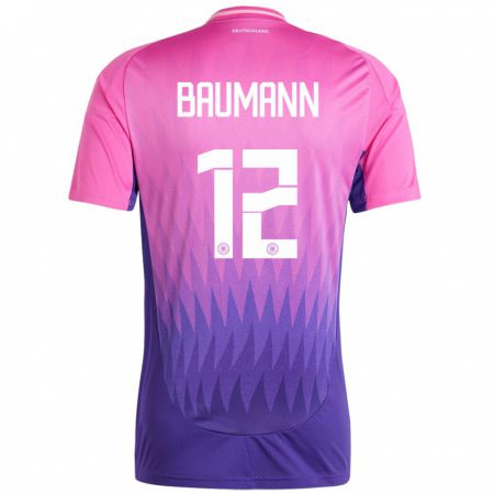 Kandiny Kinder Deutschland Oliver Baumann #12 Pink Lila Auswärtstrikot Trikot 24-26 T-Shirt