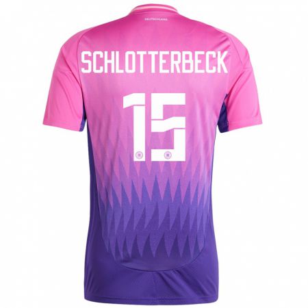 Kandiny Kinder Deutschland Nico Schlotterbeck #15 Pink Lila Auswärtstrikot Trikot 24-26 T-Shirt