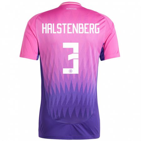 Kandiny Kinder Deutschland Marcel Halstenberg #3 Pink Lila Auswärtstrikot Trikot 24-26 T-Shirt