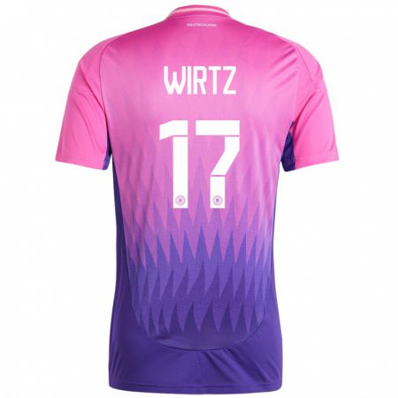 Kandiny Kinder Deutschland Florian Wirtz #17 Pink Lila Auswärtstrikot Trikot 24-26 T-Shirt