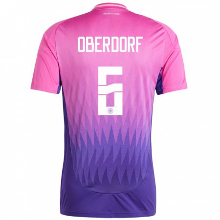 Kandiny Kinder Deutschland Lena Oberdorf #6 Pink Lila Auswärtstrikot Trikot 24-26 T-Shirt