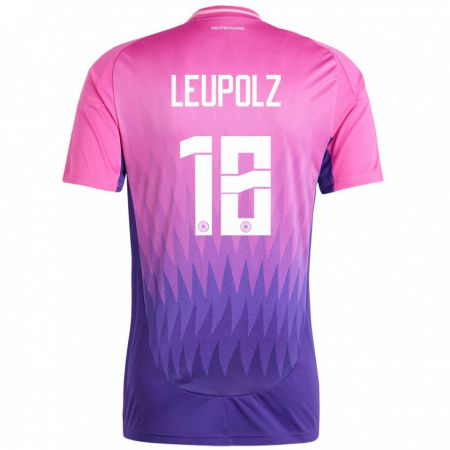 Kandiny Kinder Deutschland Melanie Leupolz #18 Pink Lila Auswärtstrikot Trikot 24-26 T-Shirt