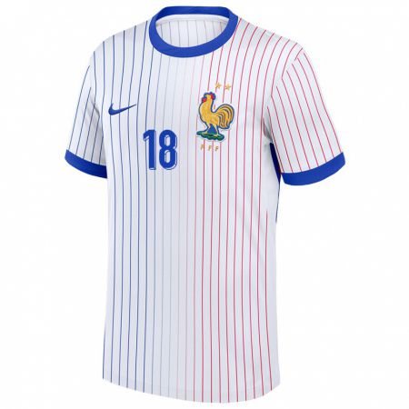 Kandiny Kinder Frankreich Jordan Varela #18 Weiß Auswärtstrikot Trikot 24-26 T-Shirt