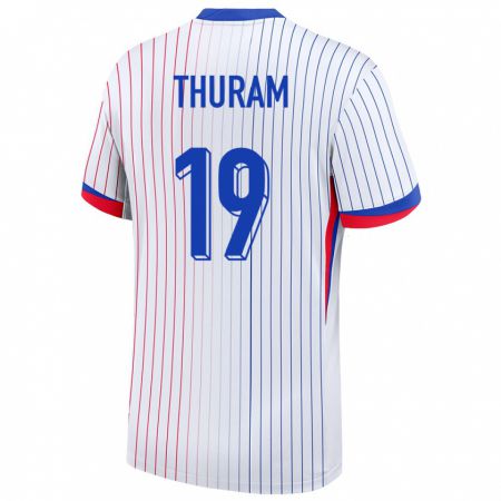 Kandiny Kinder Frankreich Khephren Thuram #19 Weiß Auswärtstrikot Trikot 24-26 T-Shirt