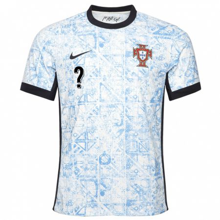 Kandiny Kinder Portugal Ihren Namen #0 Cremeblau Auswärtstrikot Trikot 24-26 T-Shirt