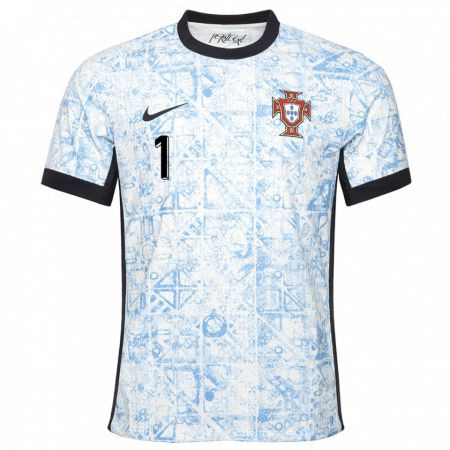 Kandiny Kinder Portugal Rui Patricio #1 Cremeblau Auswärtstrikot Trikot 24-26 T-Shirt