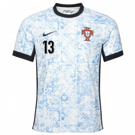 Kandiny Kinder Portugal Danilo Pereira #13 Cremeblau Auswärtstrikot Trikot 24-26 T-Shirt