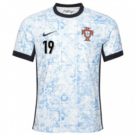 Kandiny Kinder Portugal Diana Gomes #19 Cremeblau Auswärtstrikot Trikot 24-26 T-Shirt