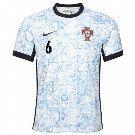 Kandiny Kinder Portugal Dario Essugo #6 Cremeblau Auswärtstrikot Trikot 24-26 T-Shirt