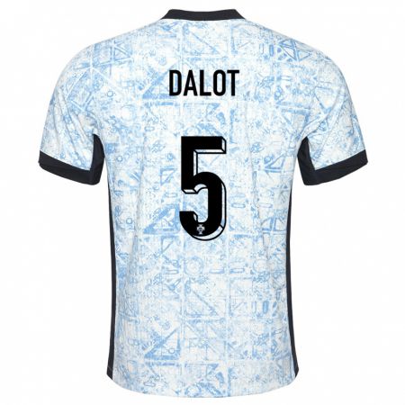 Kandiny Kinder Portugal Diogo Dalot #5 Cremeblau Auswärtstrikot Trikot 24-26 T-Shirt