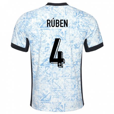 Kandiny Kinder Portugal Ruben Dias #4 Cremeblau Auswärtstrikot Trikot 24-26 T-Shirt