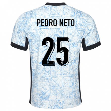 Kandiny Kinder Portugal Pedro Neto #25 Cremeblau Auswärtstrikot Trikot 24-26 T-Shirt