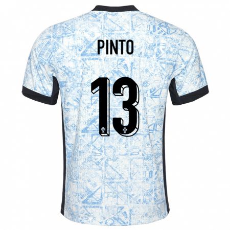 Kandiny Kinder Portugal Fatima Pinto #13 Cremeblau Auswärtstrikot Trikot 24-26 T-Shirt