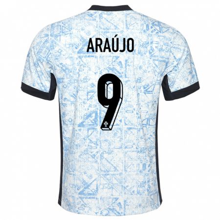 Kandiny Kinder Portugal Henrique Araujo #9 Cremeblau Auswärtstrikot Trikot 24-26 T-Shirt