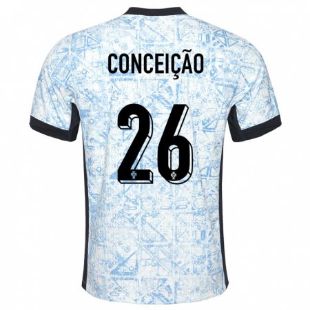Kandiny Kinder Portugal Francisco Conceicao #26 Cremeblau Auswärtstrikot Trikot 24-26 T-Shirt
